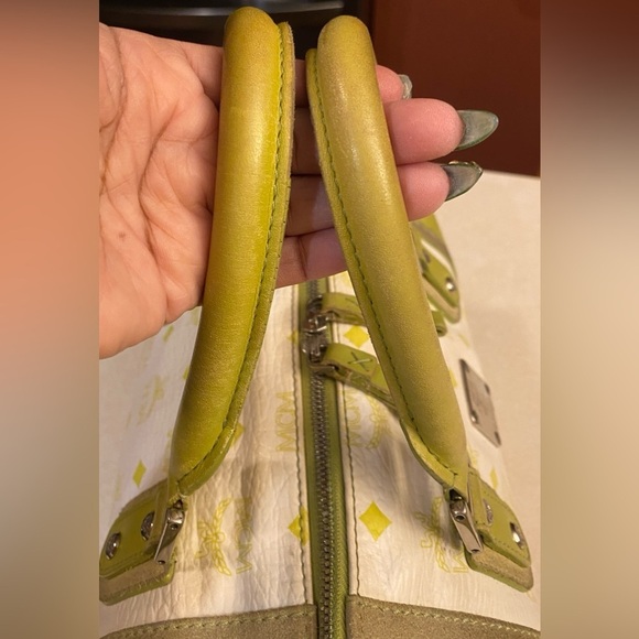 MCM Lime Green & White Visetos Boston Bag, EUC - Picture 11 of 16